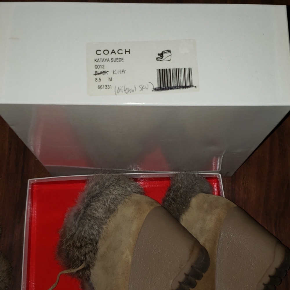 Coach "Kataya" Suede Boots w/fur detail - Picture 7 of 8